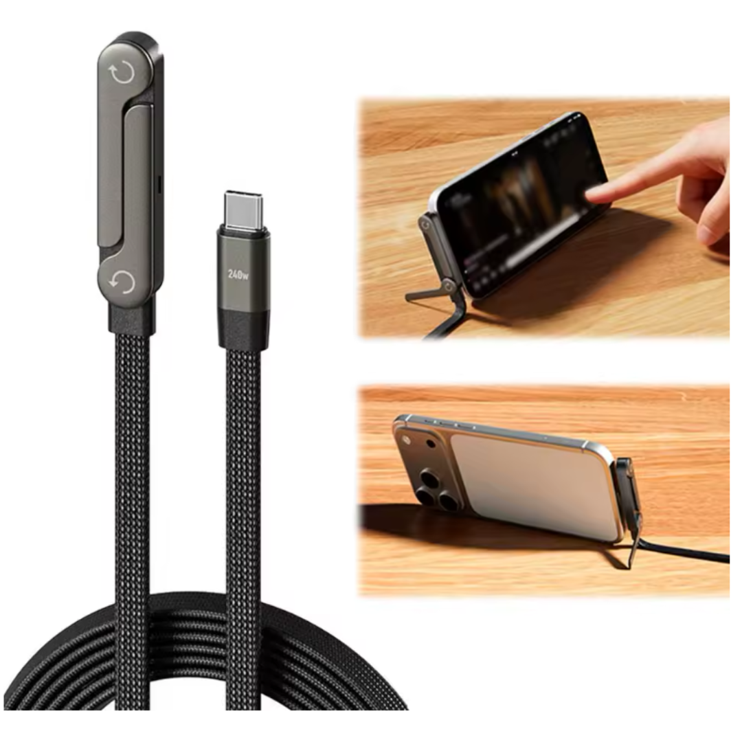 ZAVRIX™ 240W Fast Charging Cable with Built-In Stand – 90° Gaming Design