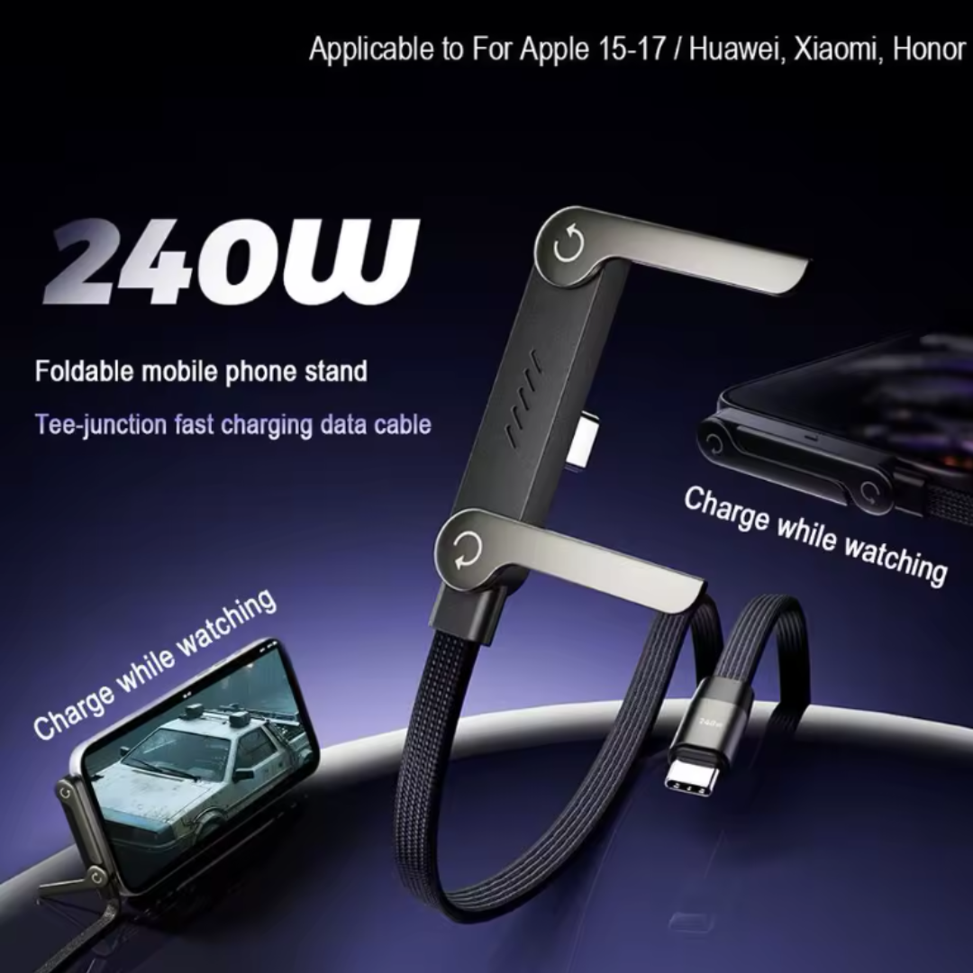 ZAVRIX™ 240W Fast Charging Cable with Built-In Stand – 90° Gaming Design