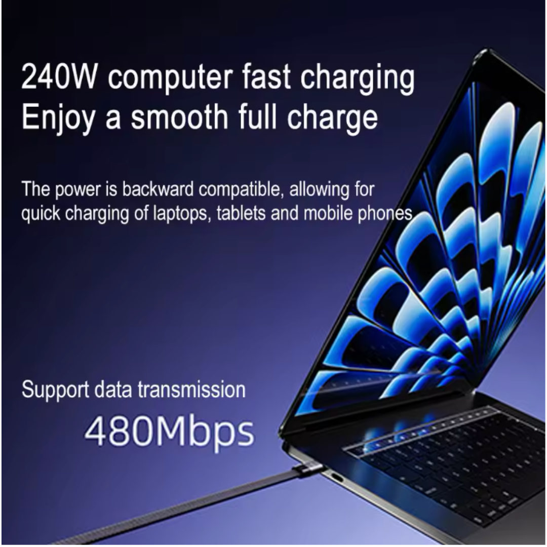 ZAVRIX™ 240W Fast Charging Cable with Built-In Stand – 90° Gaming Design