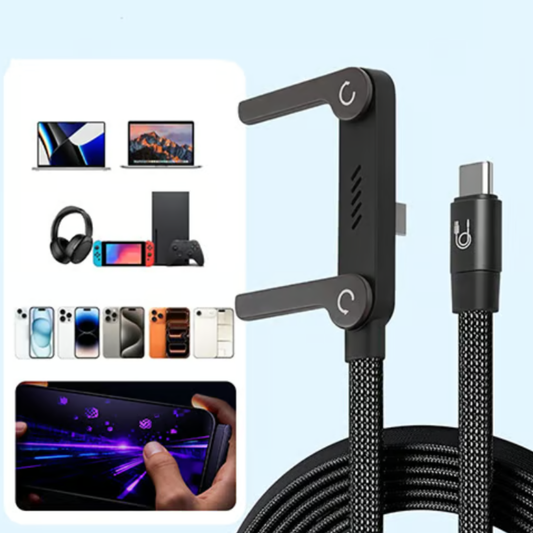 ZAVRIX™ 240W Fast Charging Cable with Built-In Stand – 90° Gaming Design